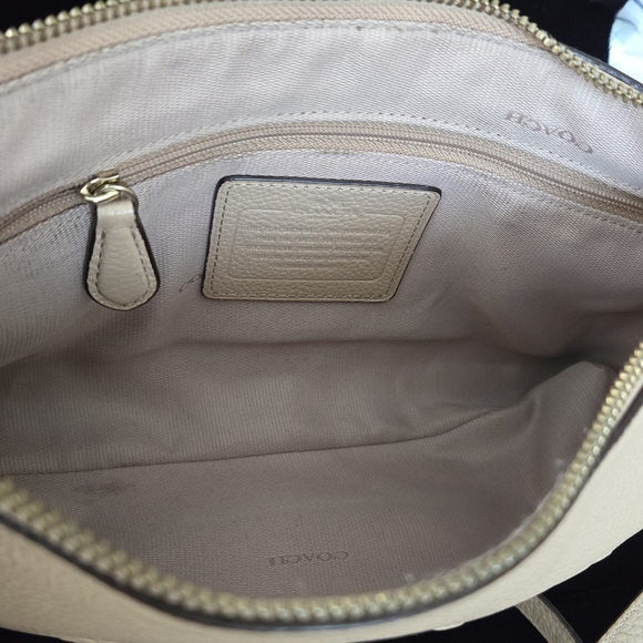 Coach Charley Embossed Horse and Carriage Pebbled Leather Crossbody TAN - Picture 11 of 14